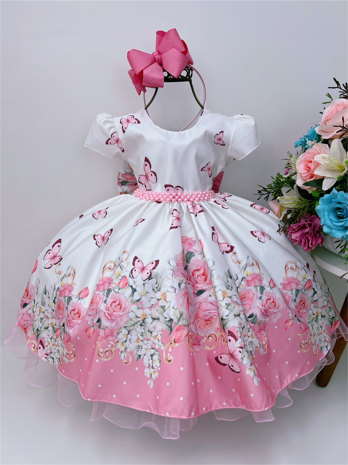 Vestido Infantil Princesa Sofia Jardim das Borboletas