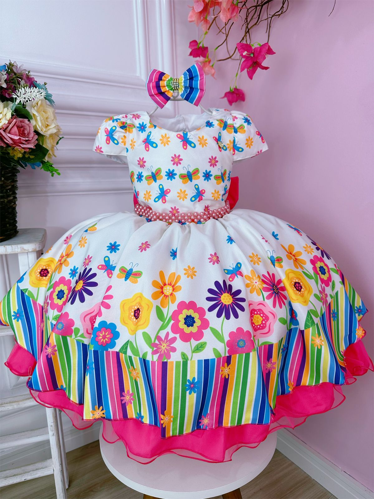 Vestido Infantil Princesa Sofia Jardim das Borboletas