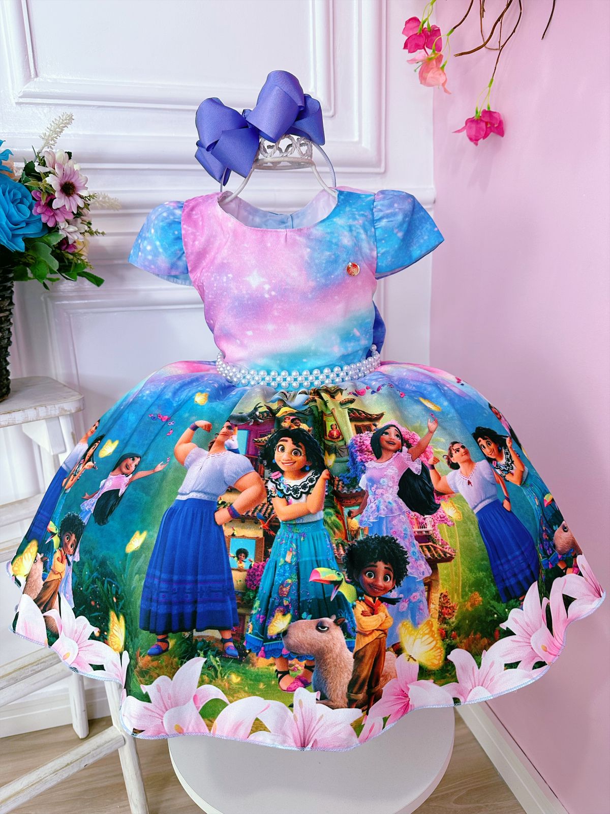 Vestido Infantil Sofia Rapunzel Lilás Aplique Flor Princesas - Fabuloso  Ateliê