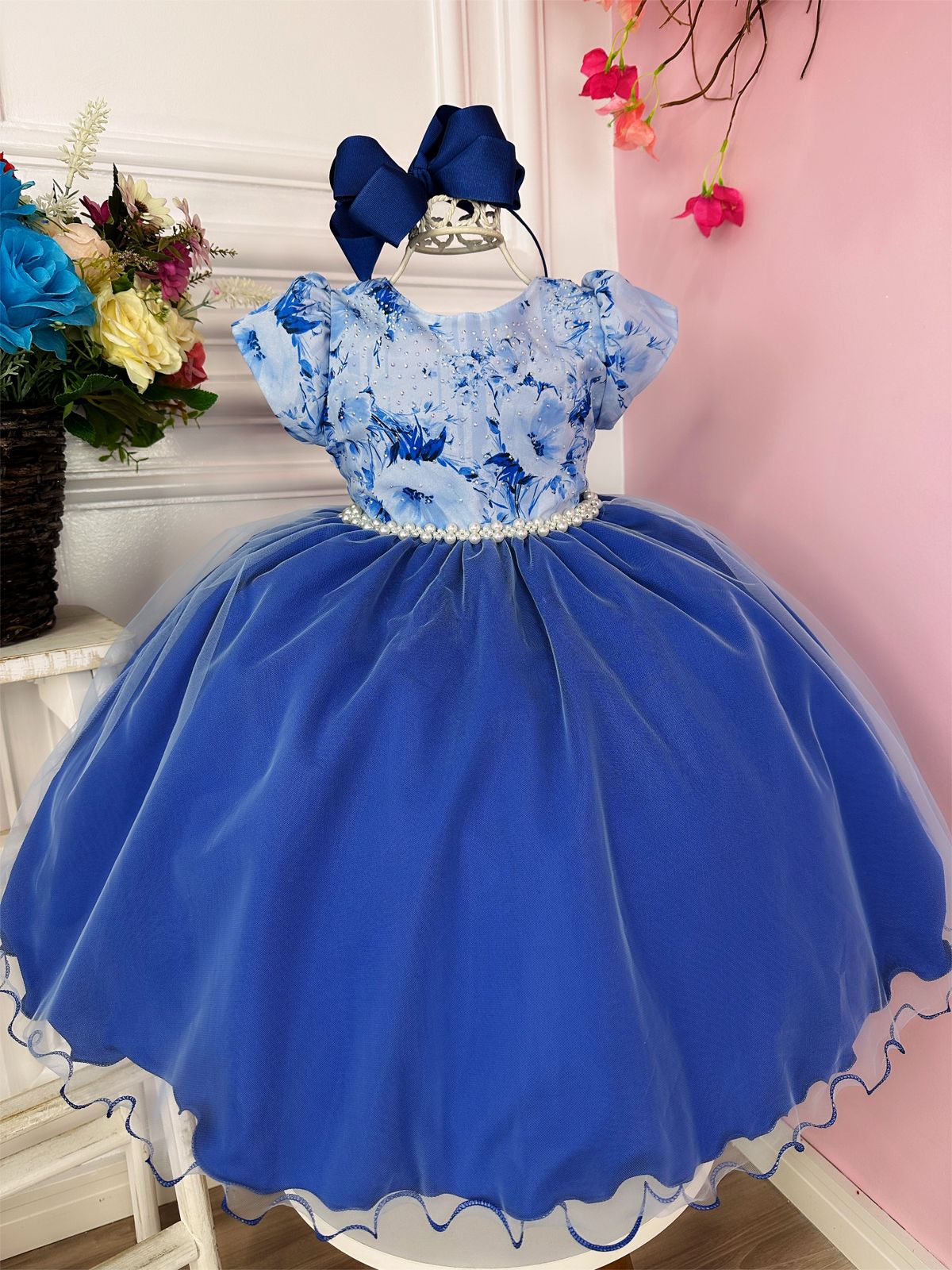 Vestido Princesa Jardim Encantado Azul Bebe - Fabuloso Ateliê