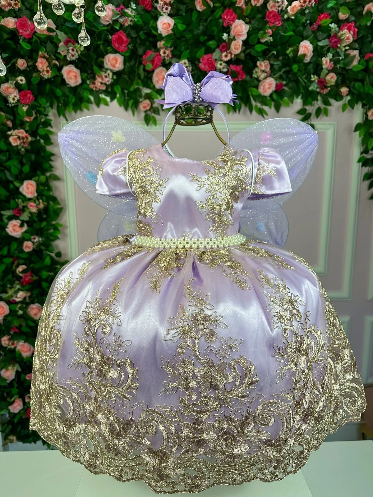 Vestido de luxo Lilás Renda Realeza princesa Sofia tamanho 2