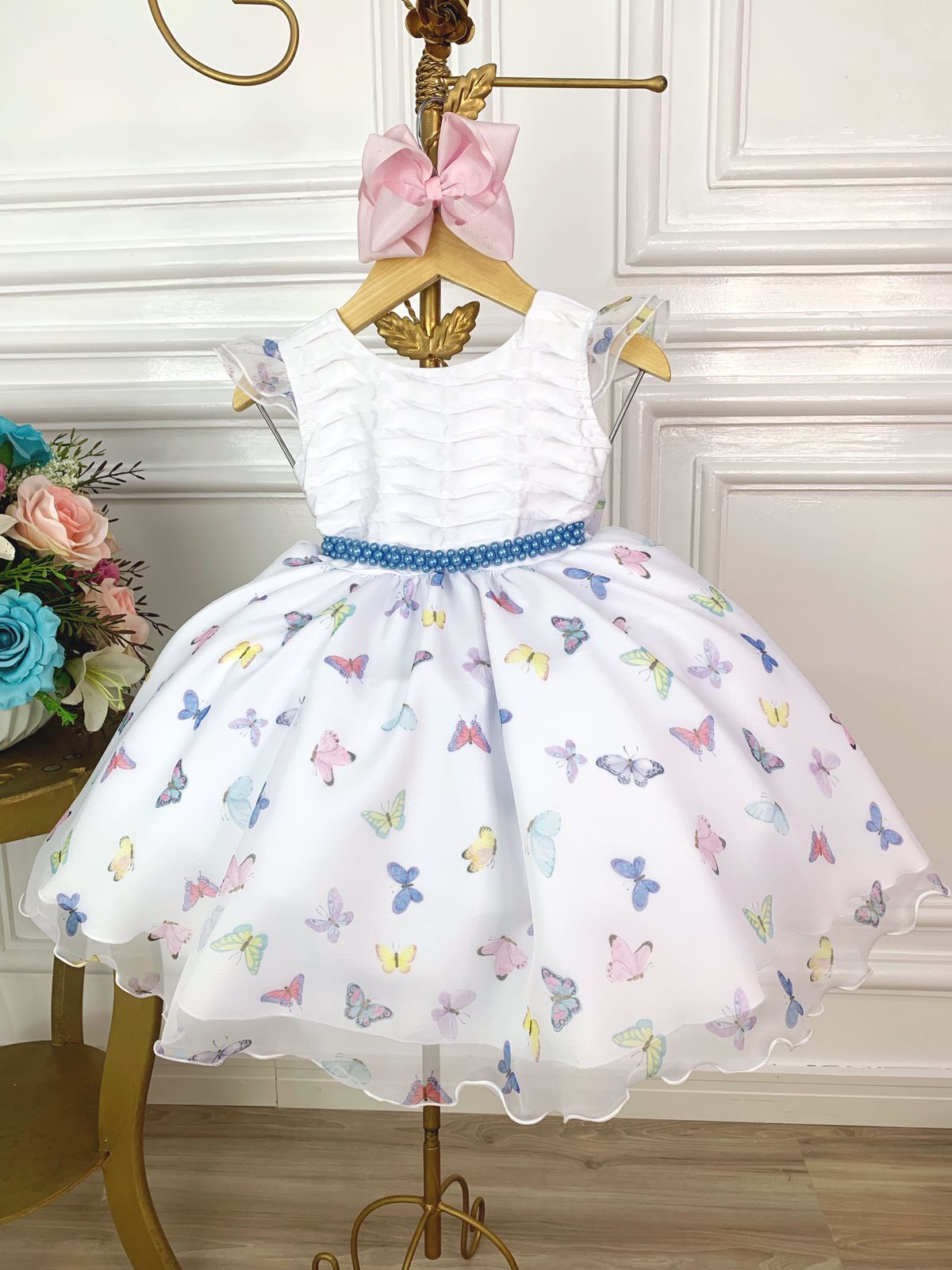 Vestido Infantil da Princesa Frozen Azul Strazz no Peito - Fabuloso Ateliê