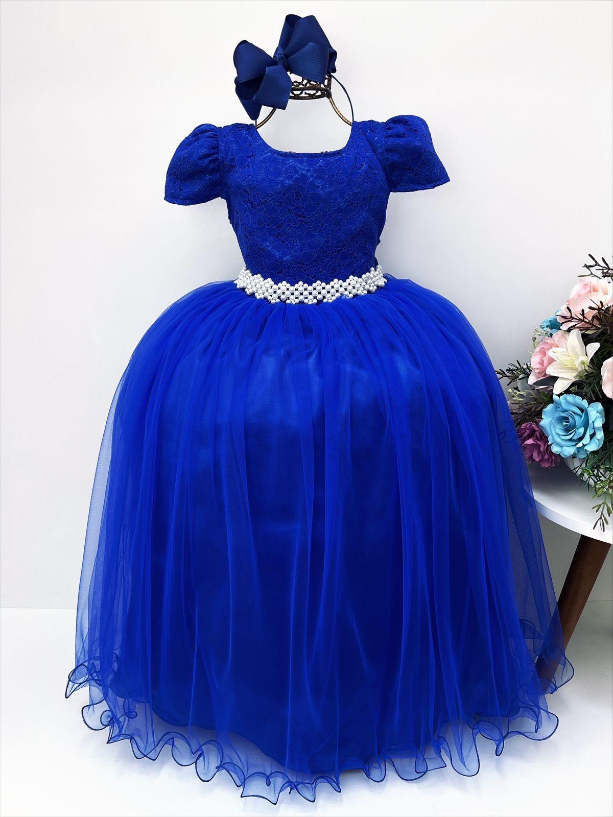 Vestido Infantil Princesa Cinderela Renda Azul Luxo - Fabuloso Ateliê