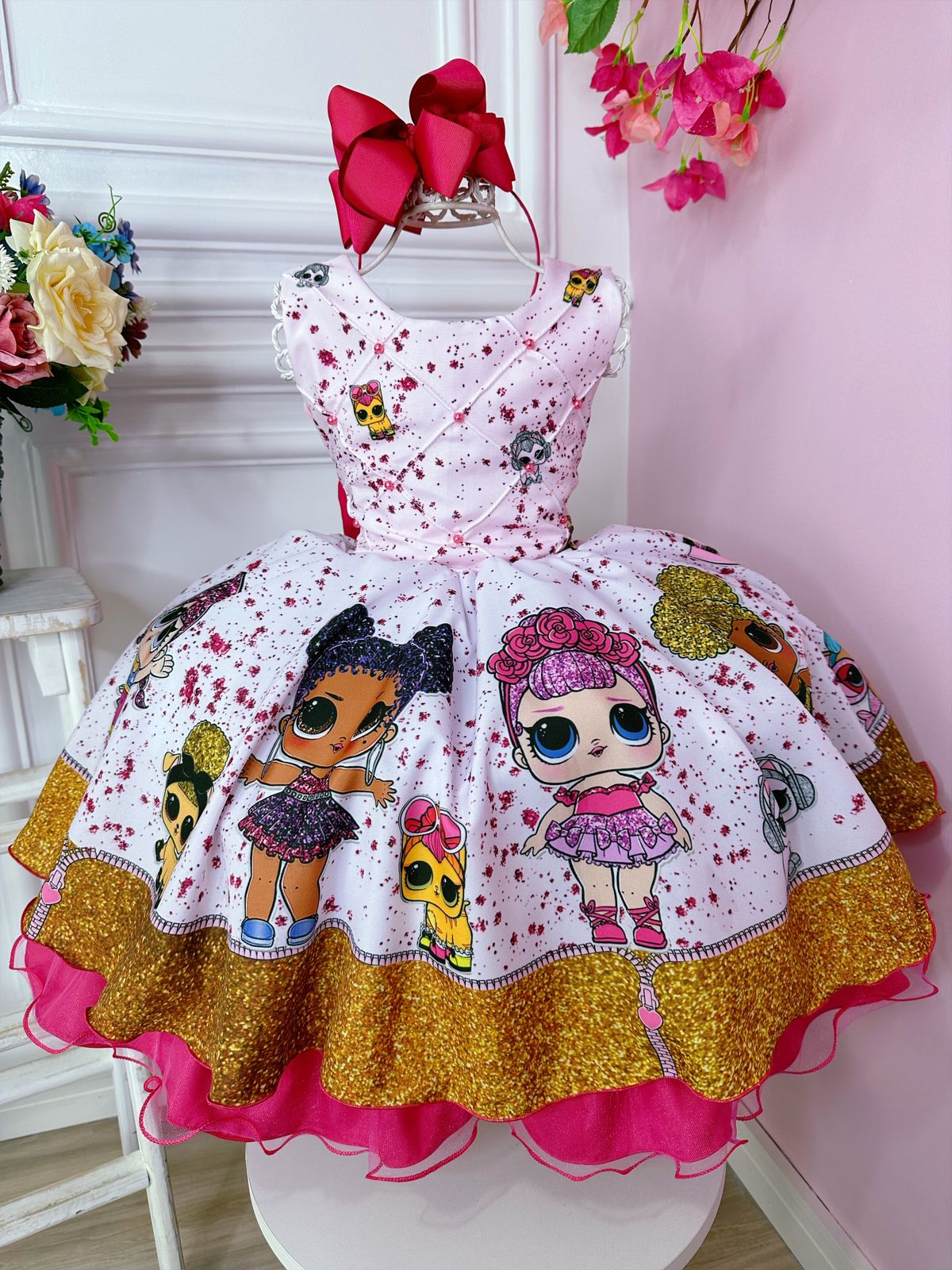 Vestido Infantil da Princesa Frozen Azul Strazz no Peito - Fabuloso Ateliê