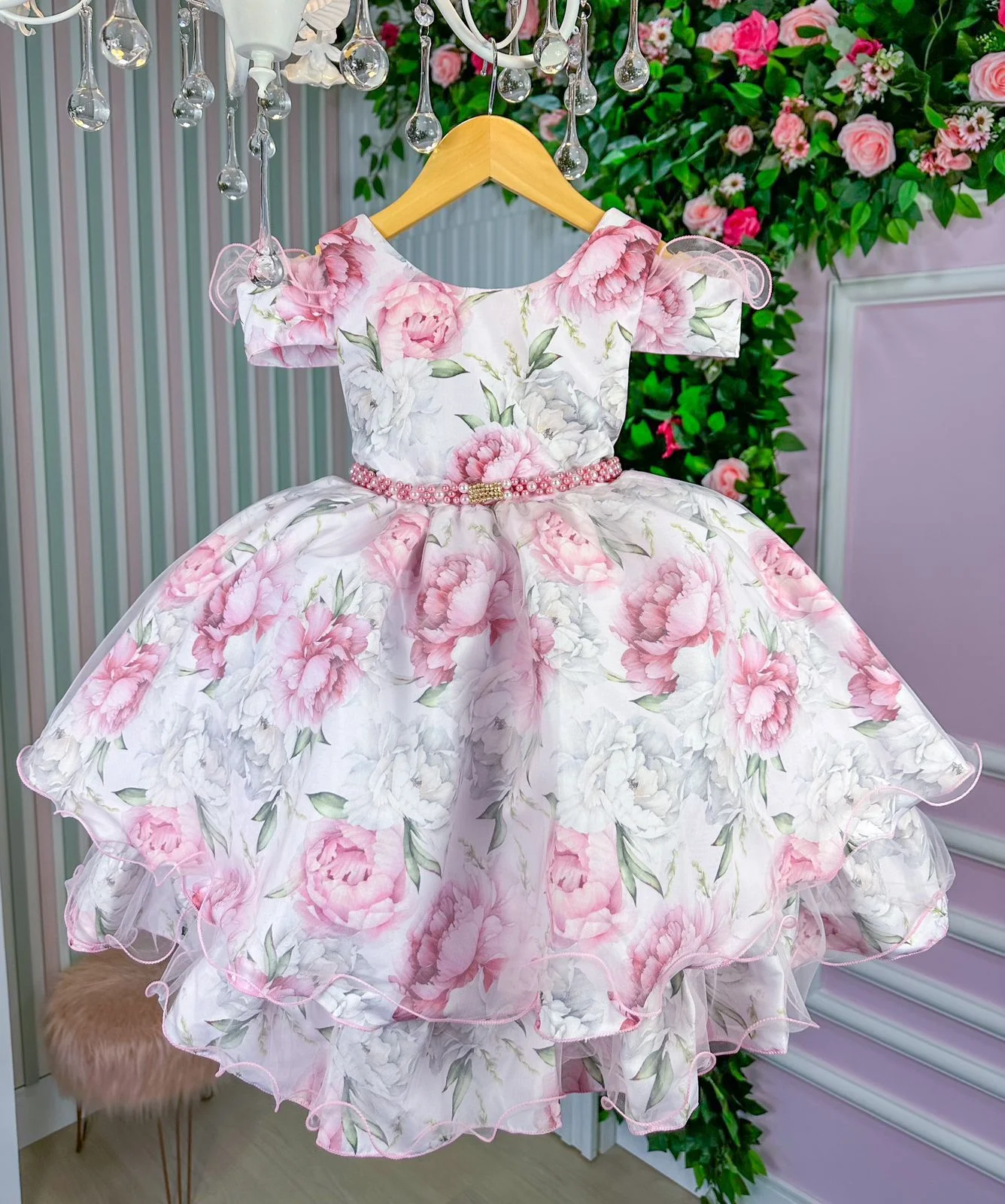 Vestido Princesa Jardim Encantado Rosa Bebê - Fabuloso Ateliê