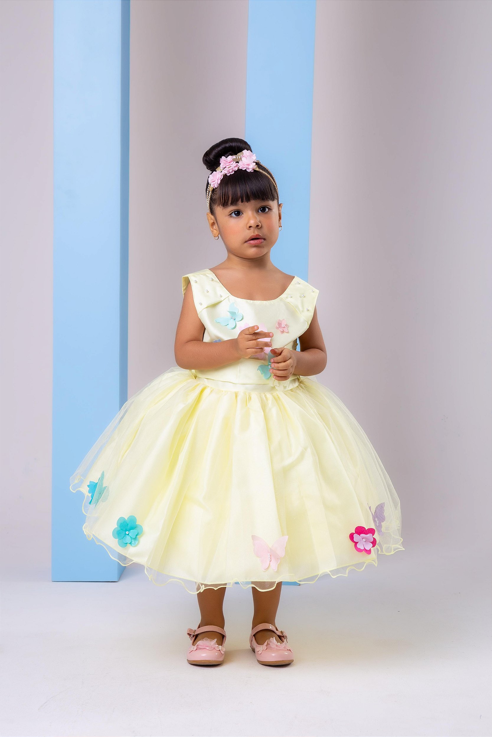 Vestido Jardim Encantado Azul Bebe Princesa - Fabuloso Ateliê