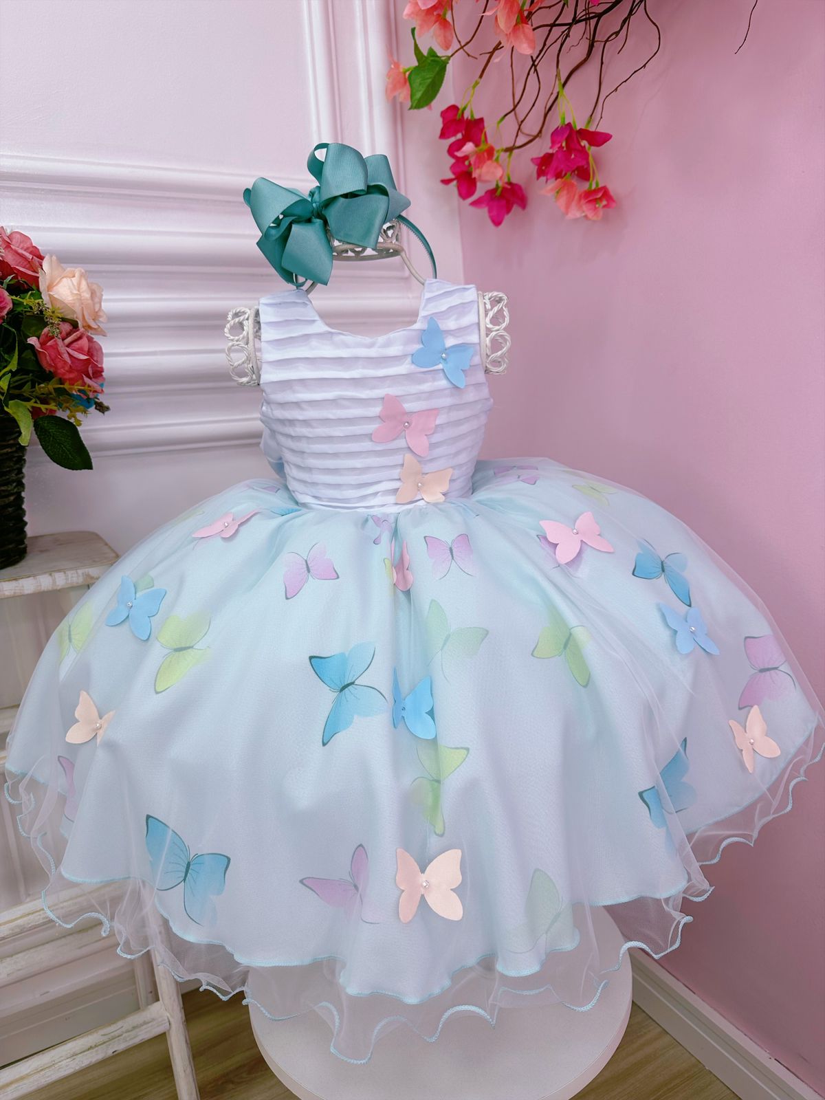 Vestido Infantil da Princesa Frozen Azul Strazz no Peito - Fabuloso Ateliê