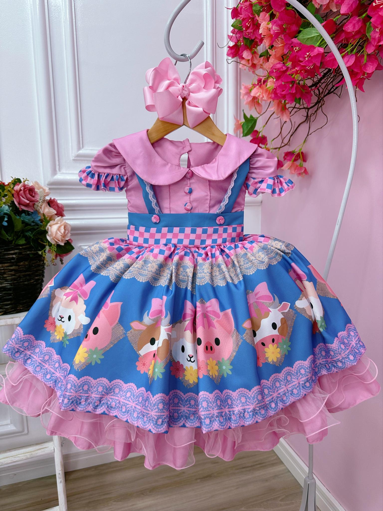 Vestido Infantil Frozen Aplique Luxo - Fabuloso Ateliê