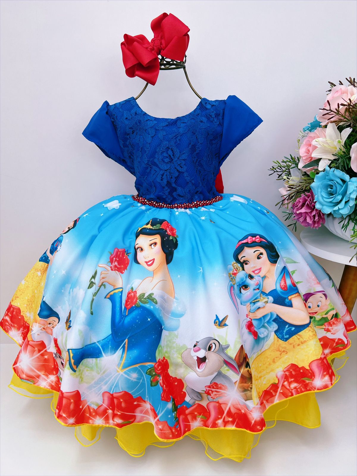 Vestido Infantil Princesa Cinderela Renda Azul Luxo - Fabuloso Ateliê