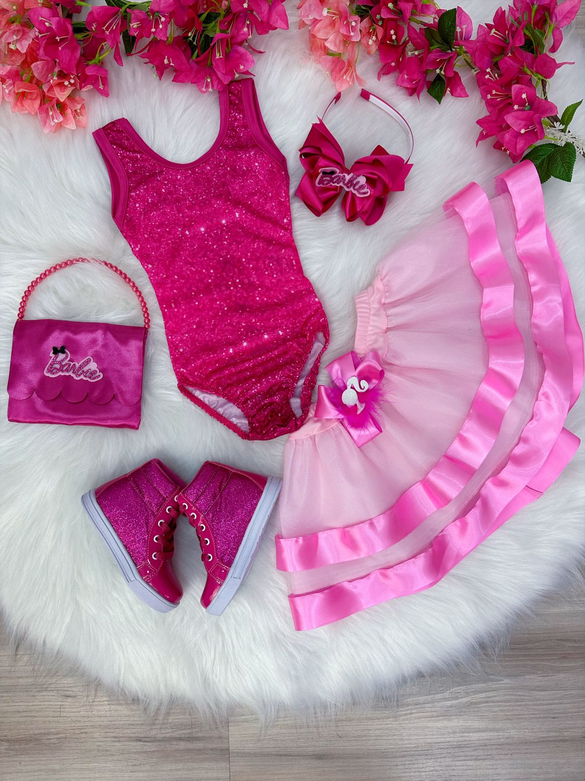 Body Fantasia Barbie Infantil Menina Roupa Barbie Festa - Tha tha