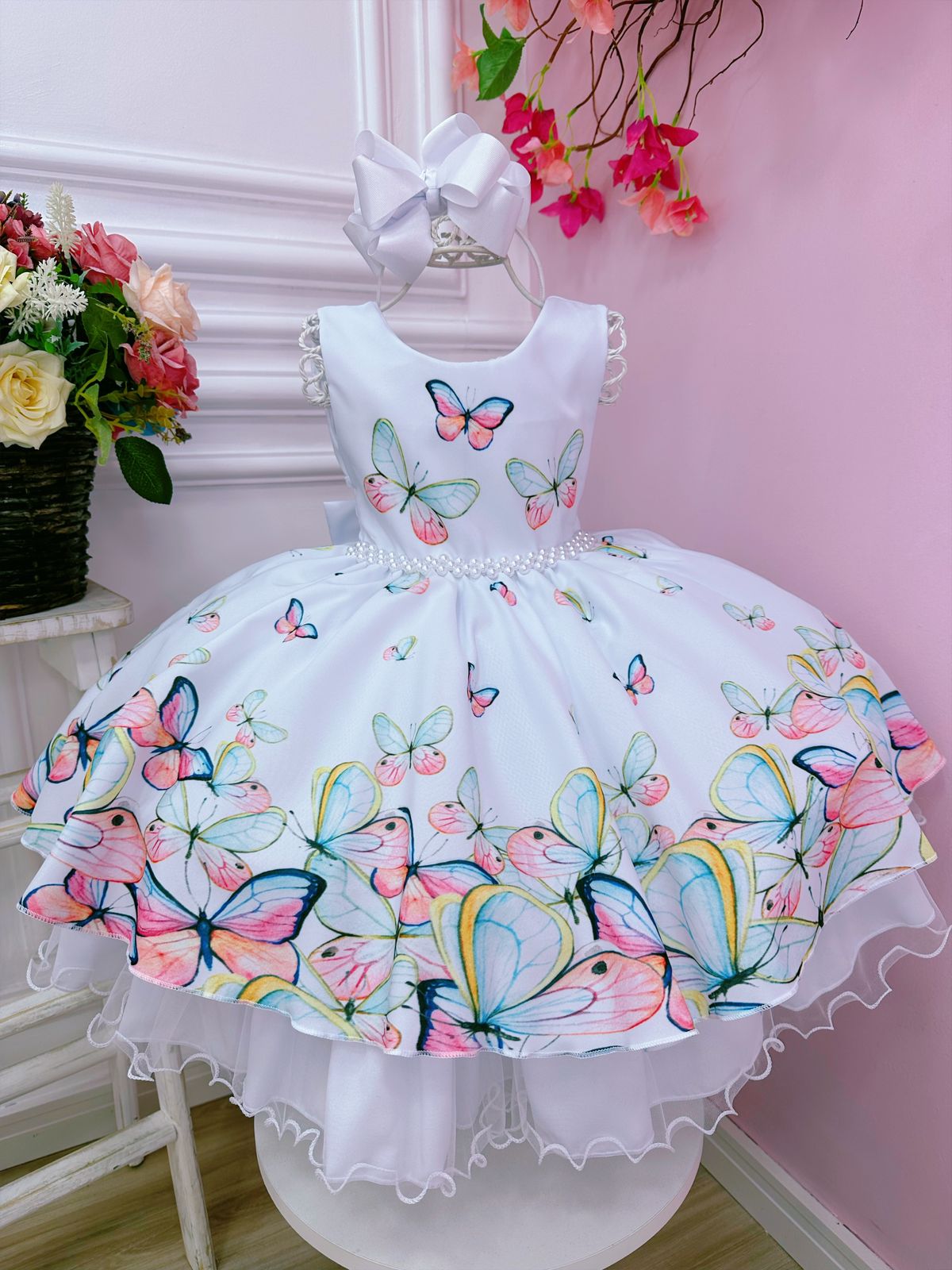 Vestido Infantil Princesa Sofia Jardim das Borboletas