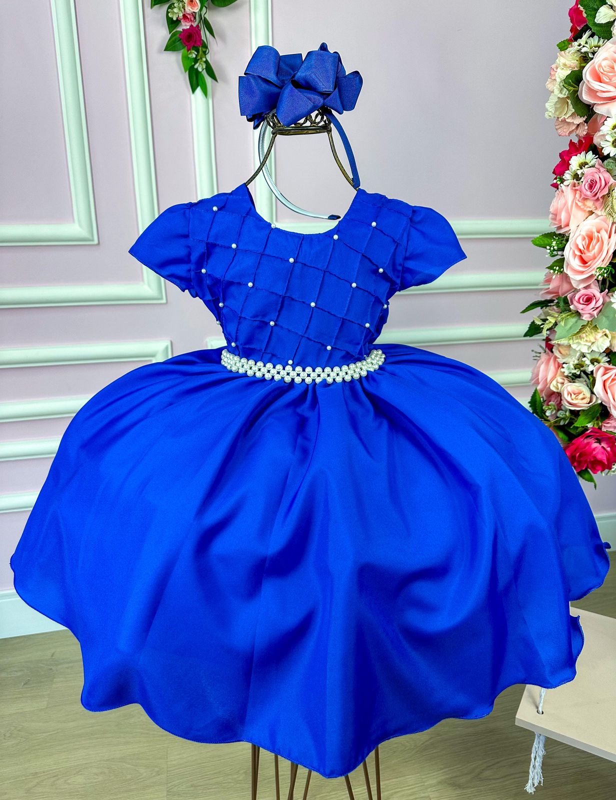 Vestido Infantil Princesa Cinderela Renda Azul Luxo - Fabuloso Ateliê
