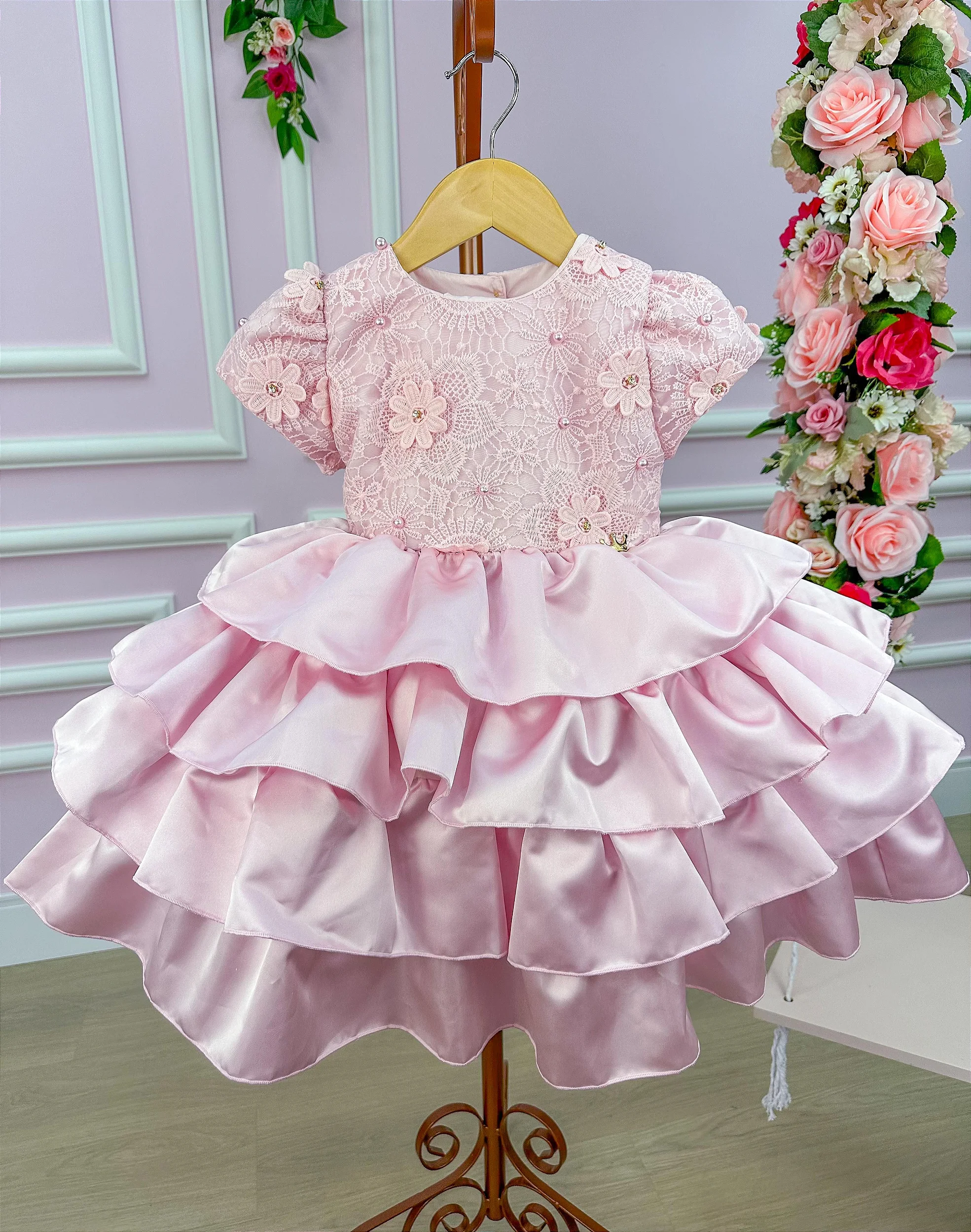 Vestido Princesa Temático Moana Baby Renda Luxo - Fabuloso Ateliê