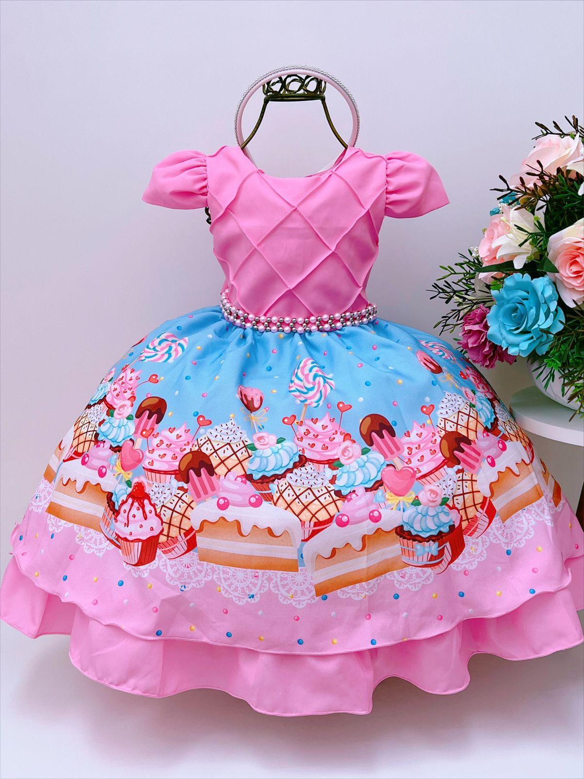 Vestido infantil tema confeitaria sales