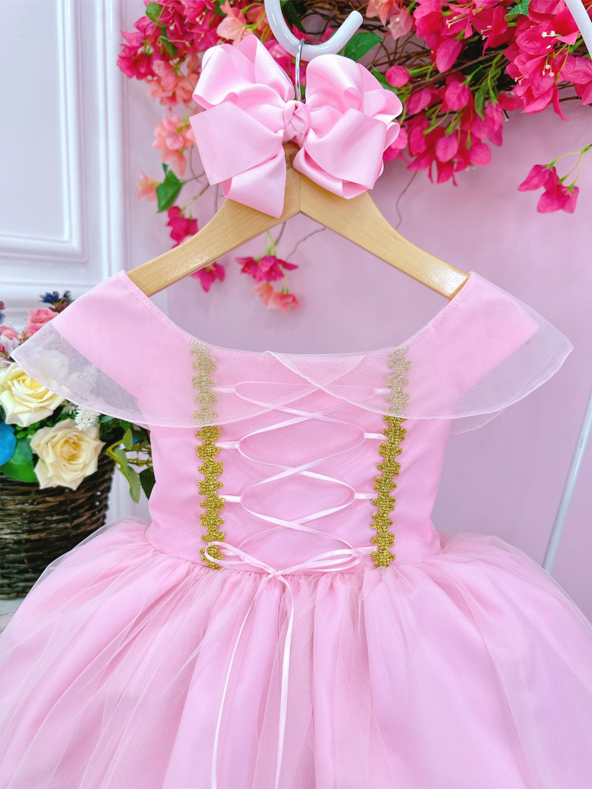 Vestido Infantil Princesa Aurora Busto Trancado Fabuloso Atelie