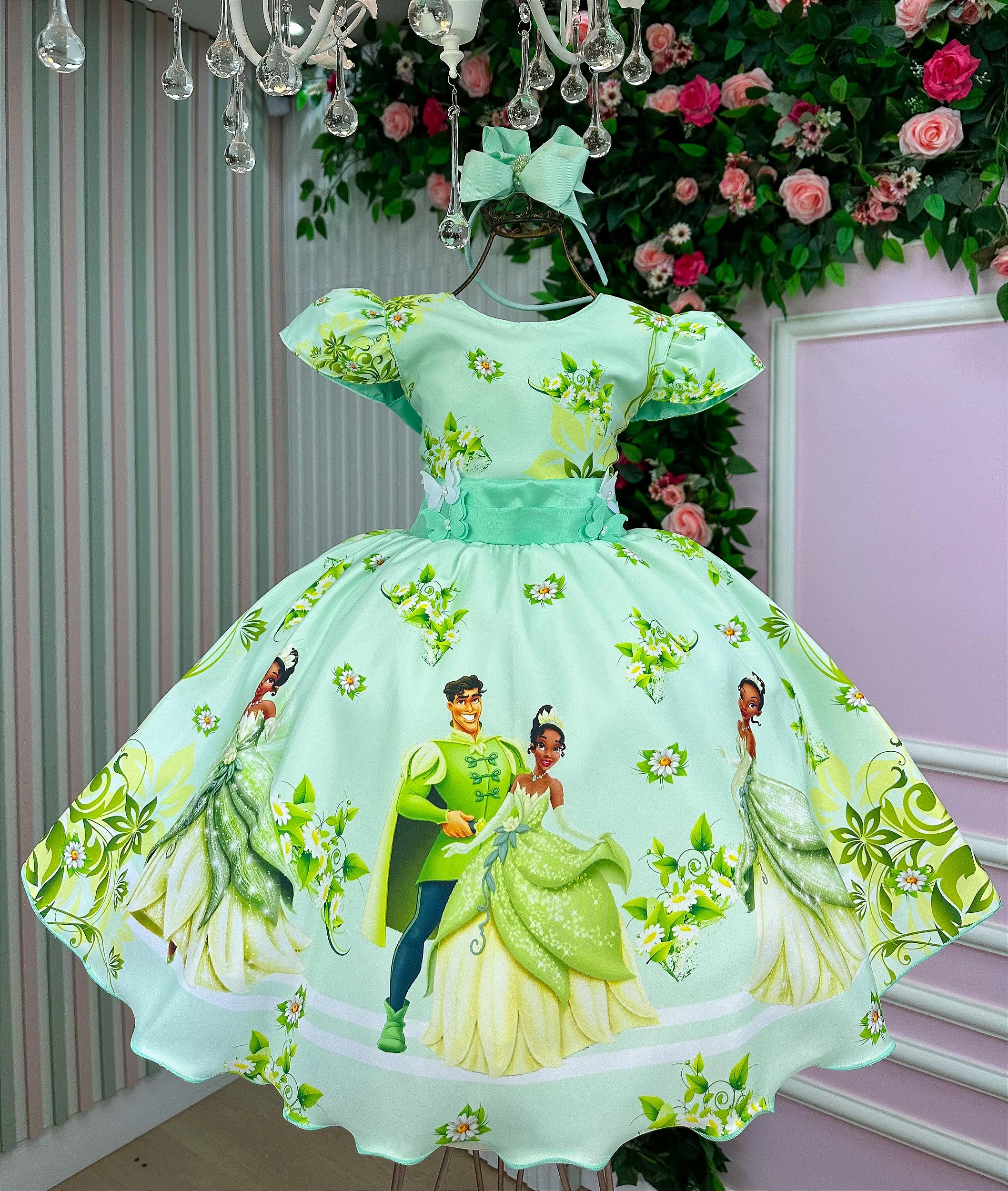 Ball Gown Dress Fantasia Princesa Tiana Disney Vestido Tiana A