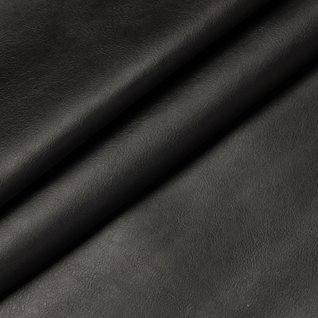 Fabric & Fabric Black Cabo Faux Leather Fabric by The Yard