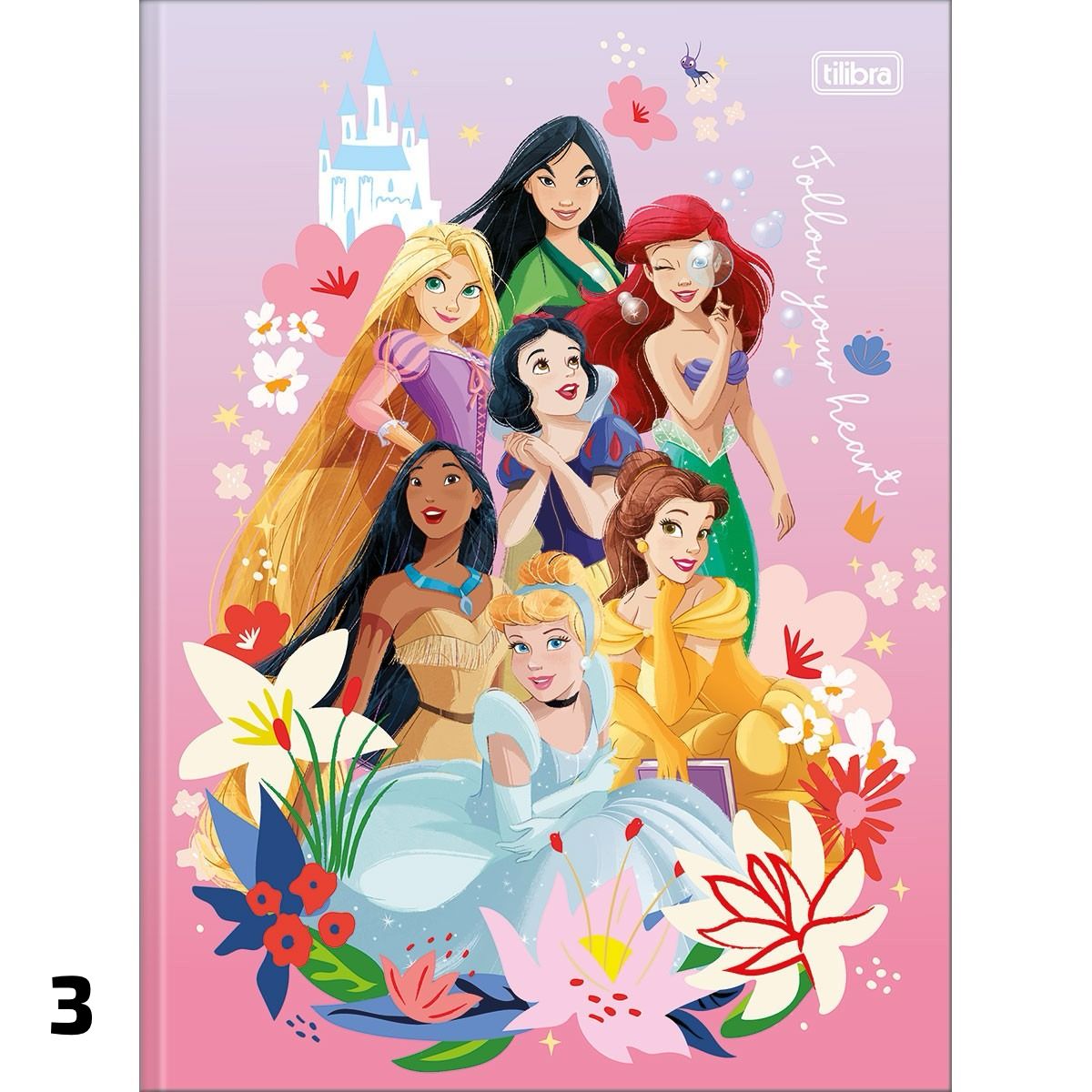 CADERNO BROCHURA UNIVERDITÁRIO DISNEY PRINCESAS - Planet Paper Papelaria