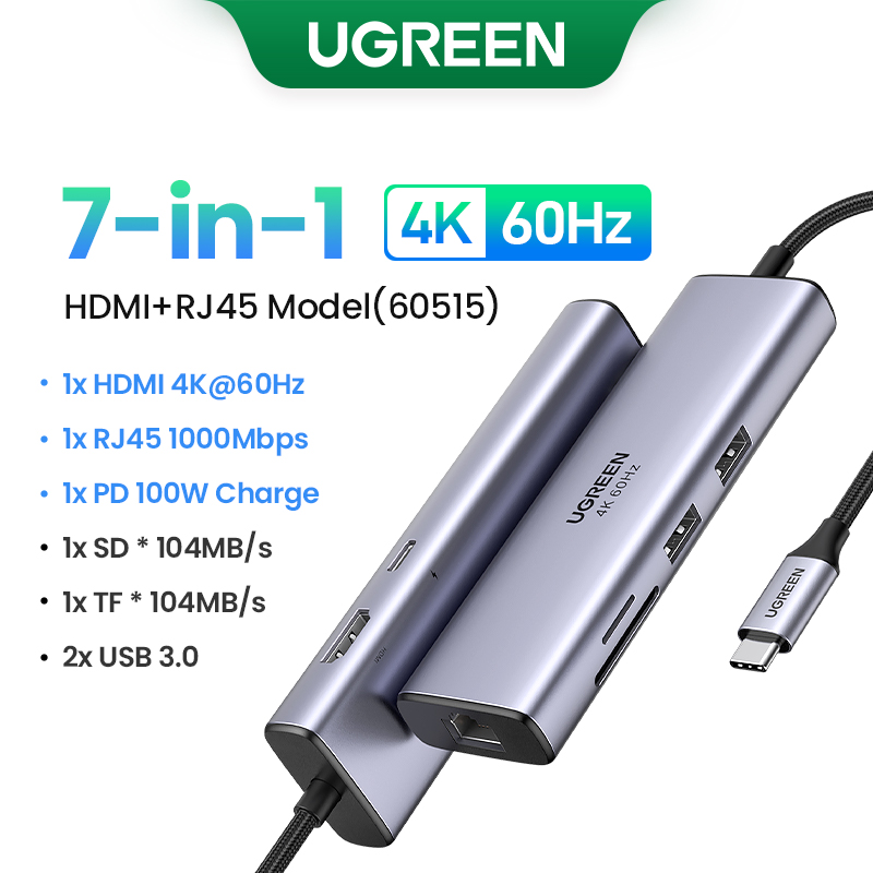 UGREEN HUB USB-C 10 em 1 com 2 HDMI 8K e 4K, Ethernet, USB 3.0, PD 100W ...