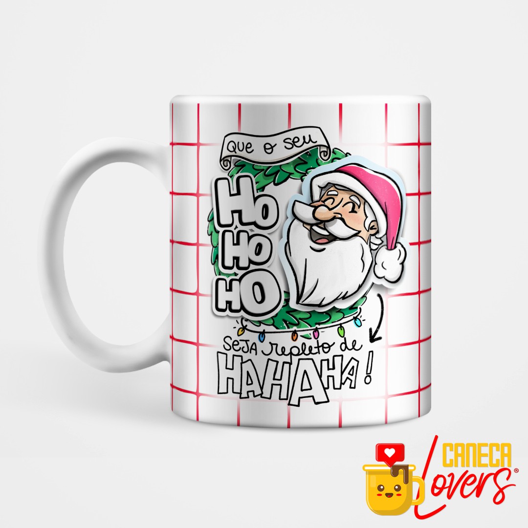 Caneca Feliz Natal Ho-Ho-Ho Repleto De Ha-Ha-Ha Presente - Minha Caneca