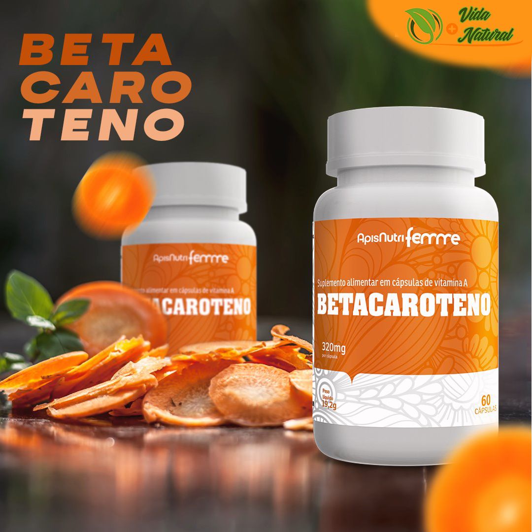 Betacaroteno 60 Cápsulas - Manutenção da Pele Antioxidante Imunidade ...
