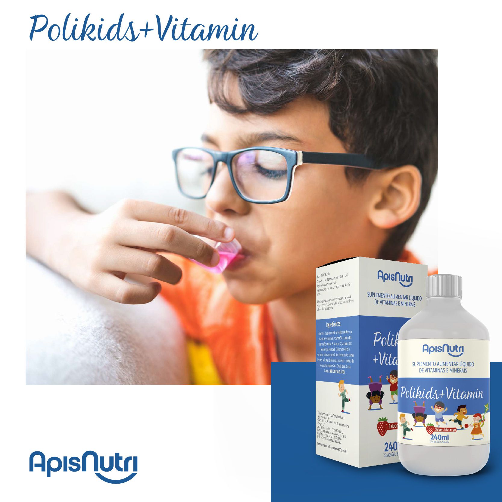 Polikids 240ml Rico Em Vitaminas Para Crianças - Apisnutri - Vida Mais ...