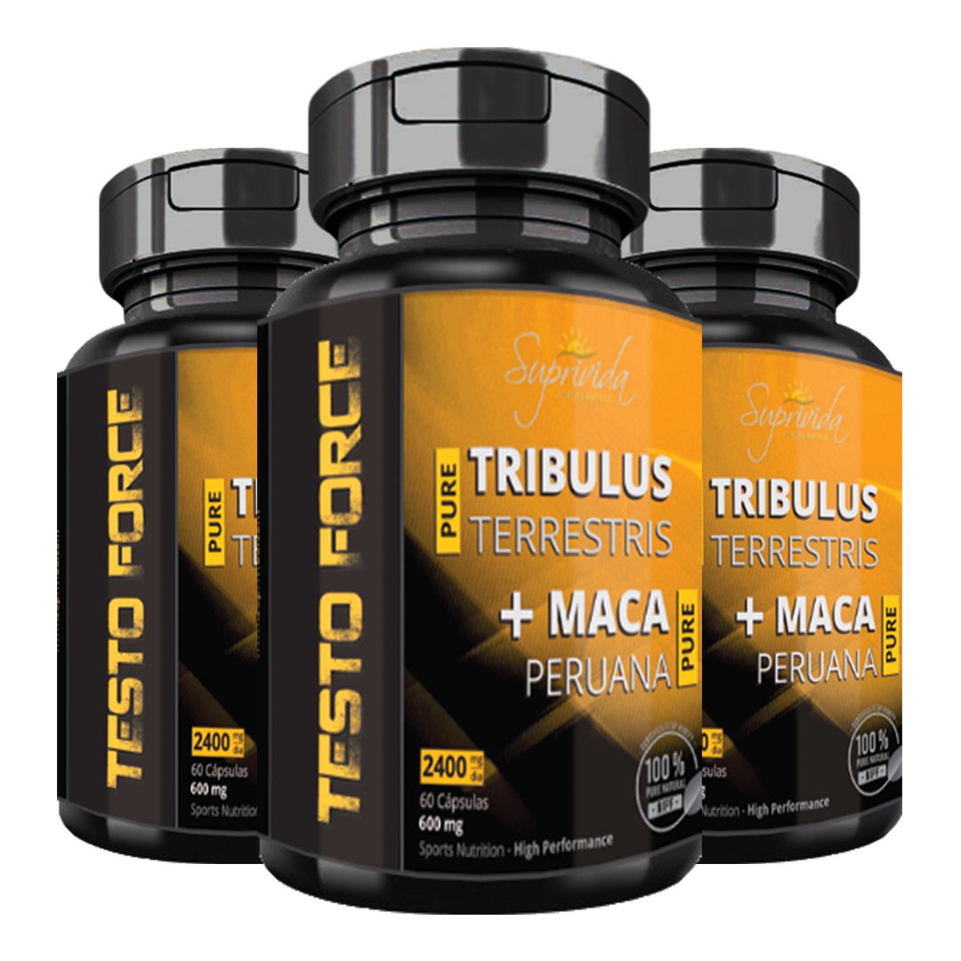 TESTO FORCE Tribulus e Maca Peruana Pura 60 Cápsulas 600mg Vida Mais