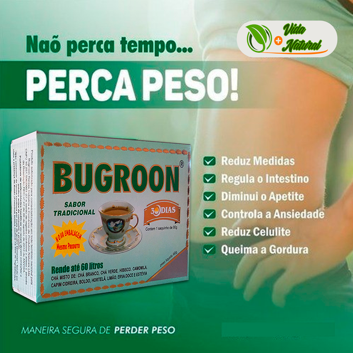 Chá Bugroon 90g Original - Regulador Intestinal Saboroso e Refrescante ...