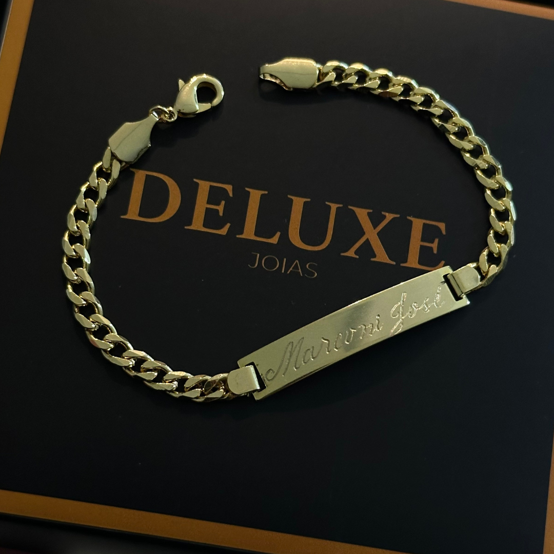 PULSEIRA BRACELETE PLAQUINHA GRUMET PERSONALIZE COM FRASE