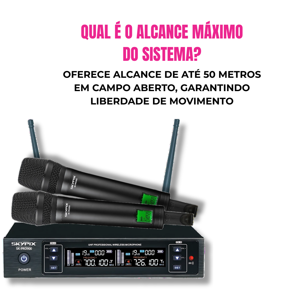 Microfone de Mão Duplo Sem Fio PRO SK-PRO900 | SKYPIX