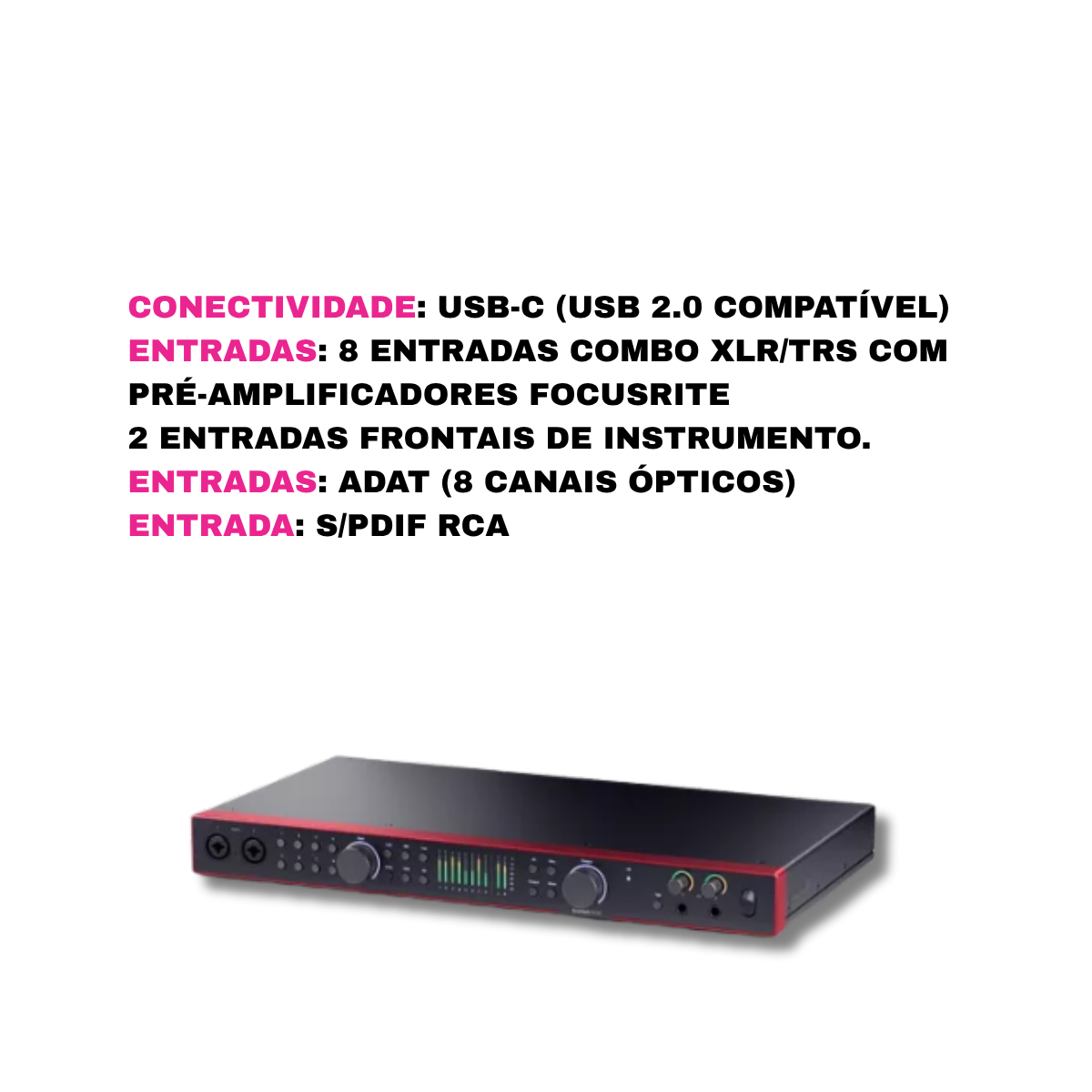 Interface Áudio Profissional Scarlett 18i20v| Focusrite