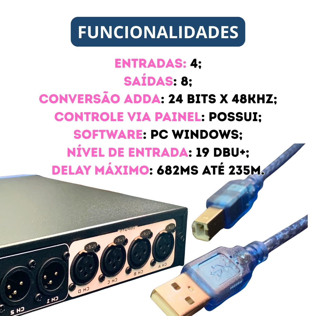 Processador de Áudio 4 In x 8 Out DBR DX48 | Keepsound - KEEPSOUND