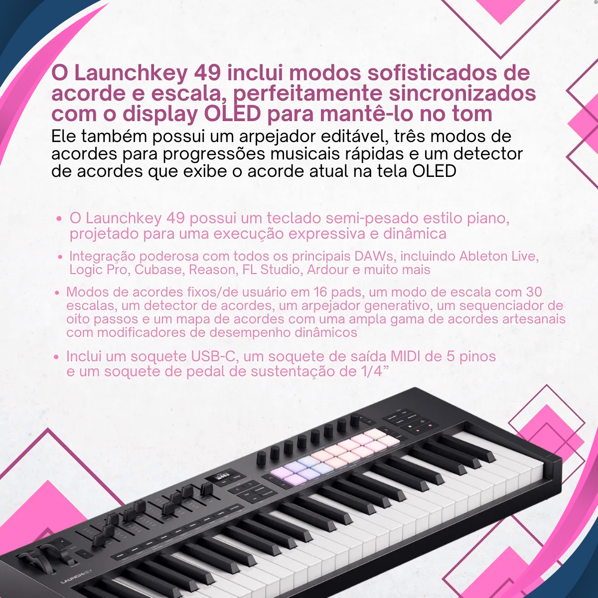 Teclado Controlador Launchkey 49 MK4 USB Novation | Keepsound