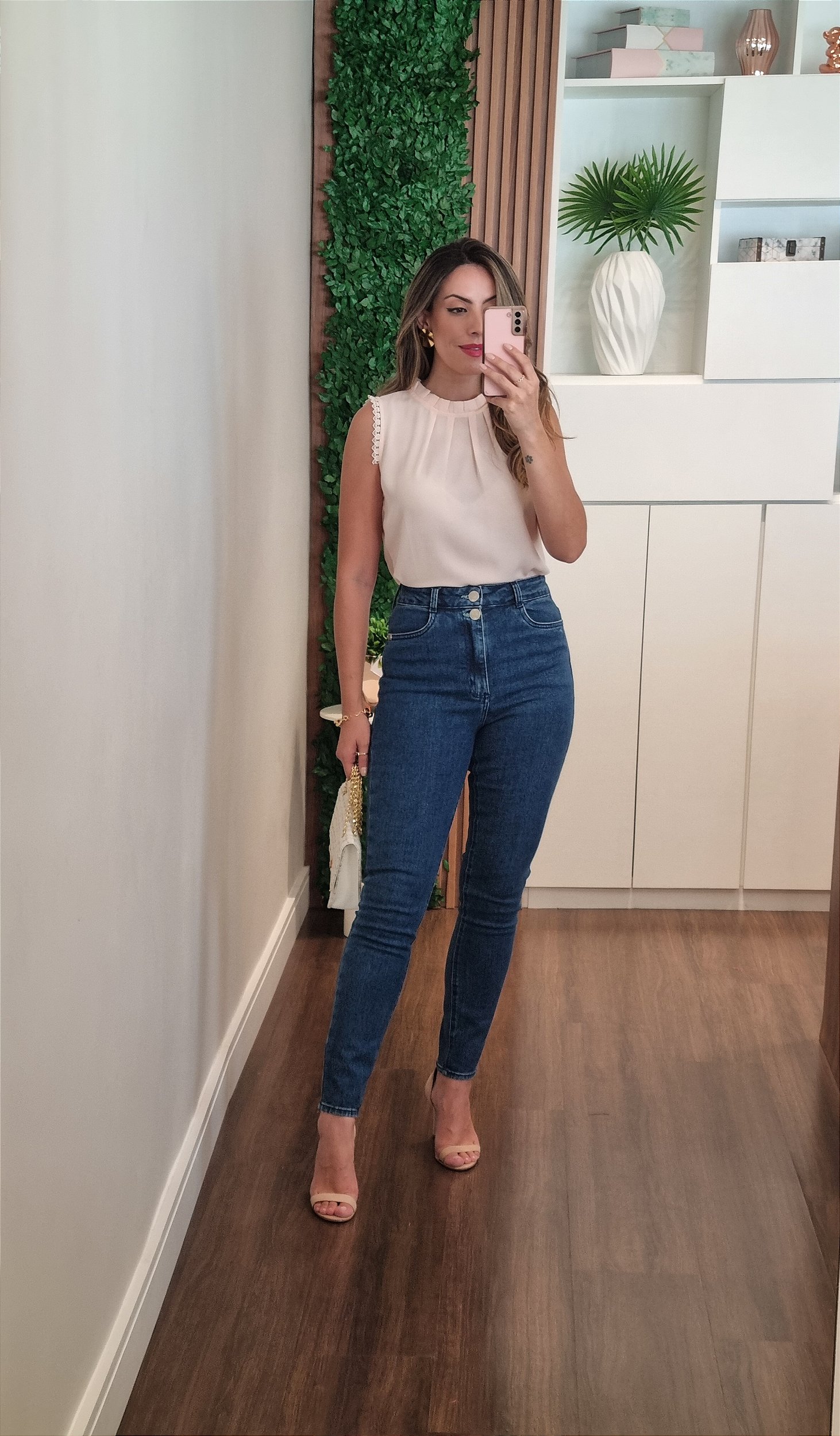 Botão Duplo Simples elegante Calça Feminina