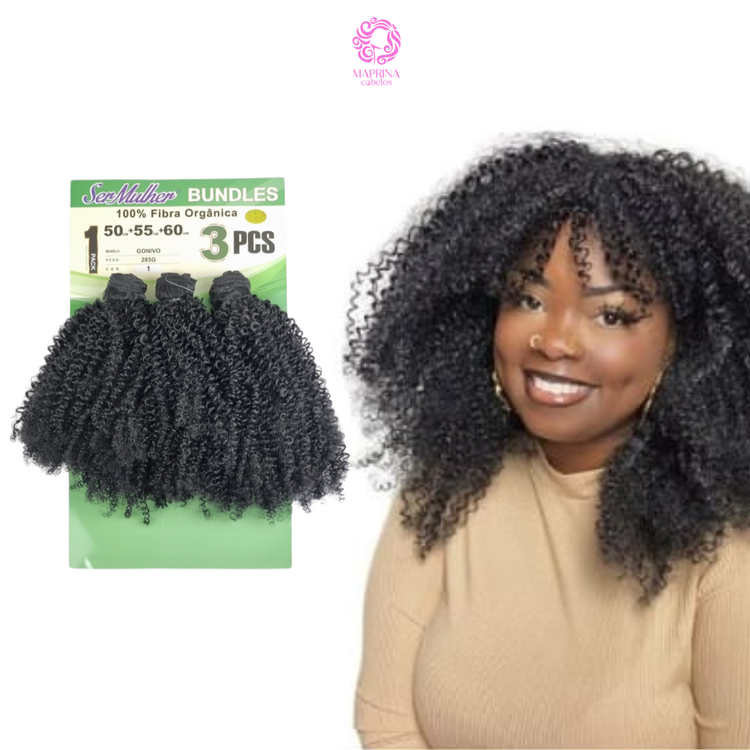 Cabelo Orgânico Cacheado Bio Vegetal Crochet Braids 60 cm Modelo