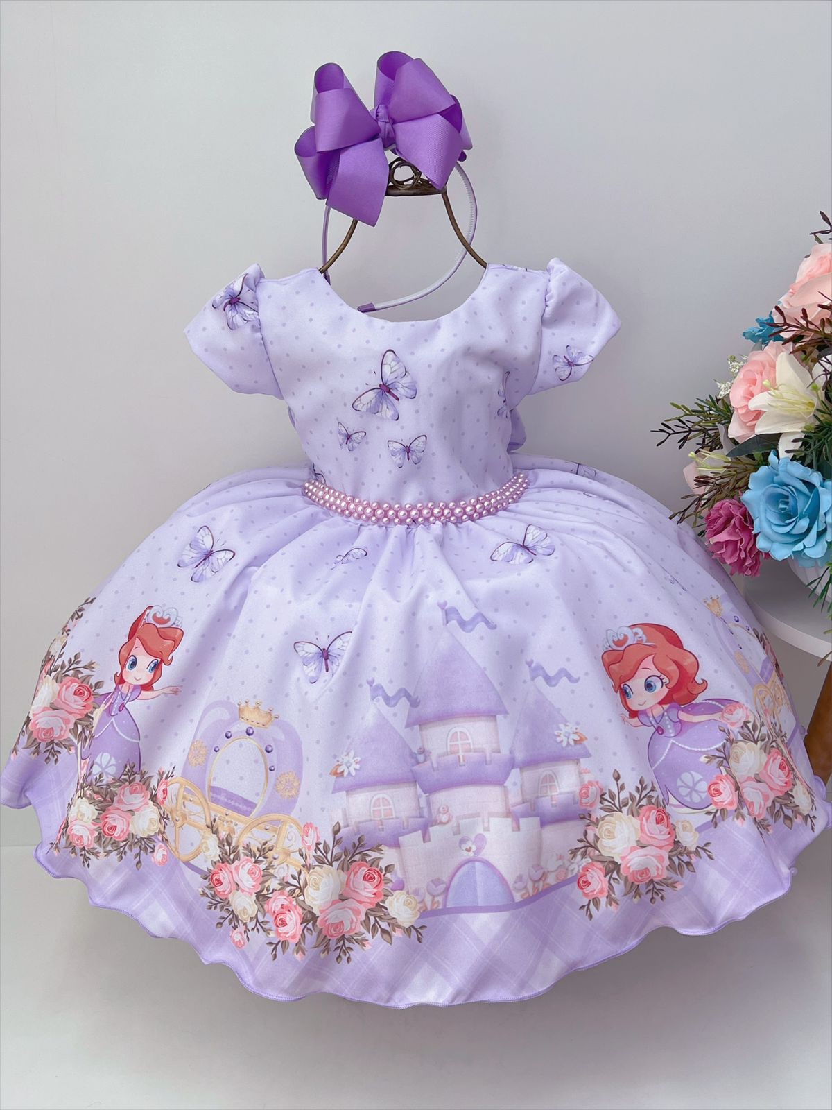 Vestido Infantil Lilás Princesa Sofia Festa Social Luxo