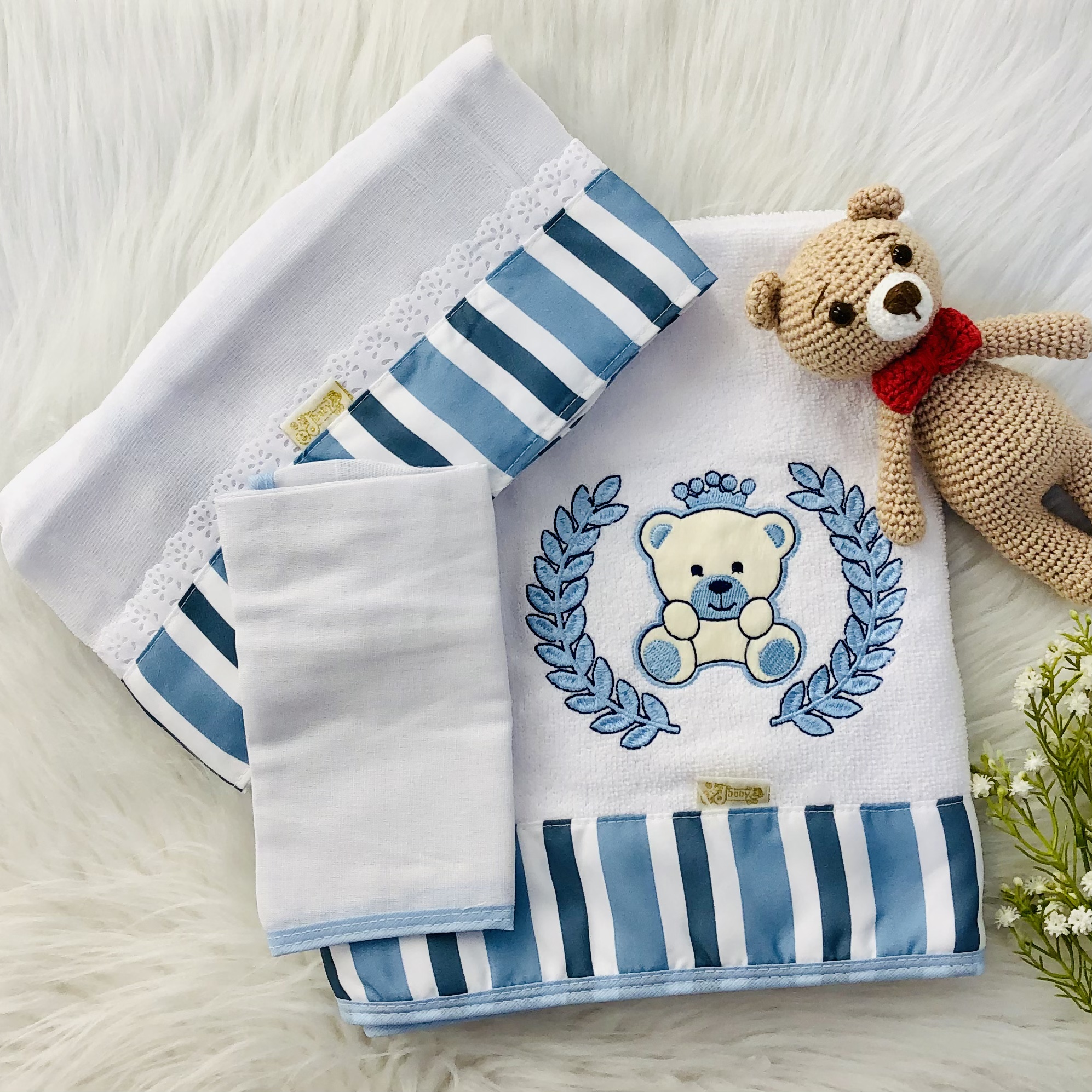 Ninho para bebe azul bebê urso príncipe