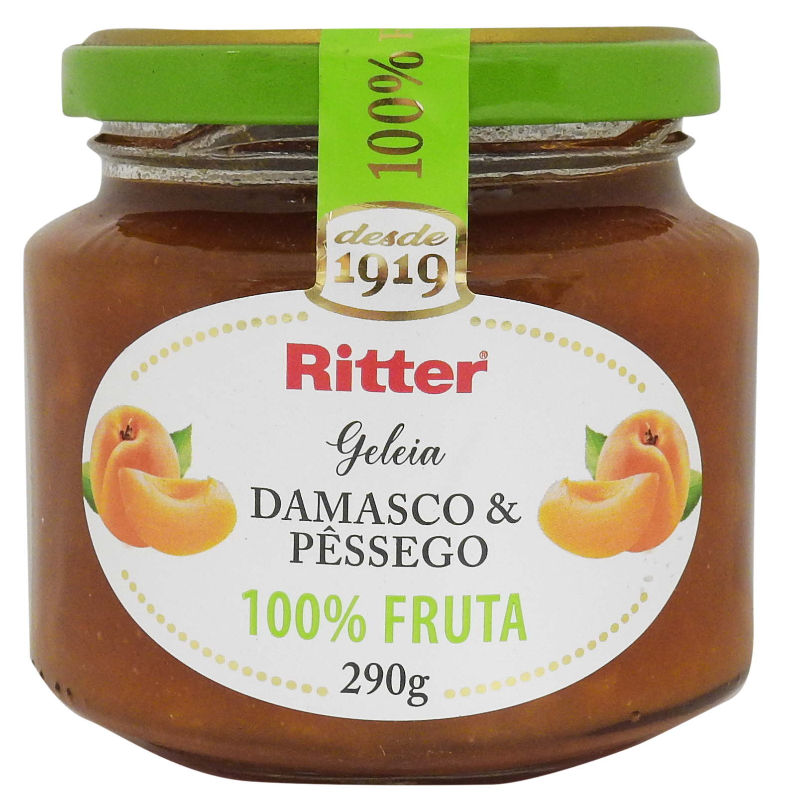 Geleia 100%fruta de Pêssego e Damasco 290g - Ritter Alimentos