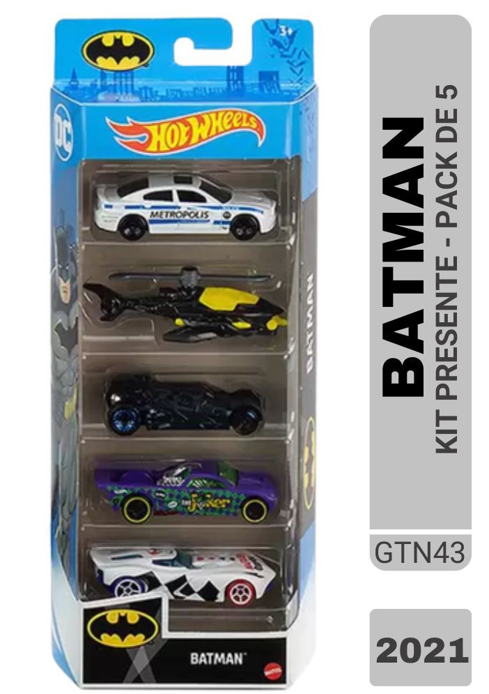 Pack Com 5 Carrinhos Hot Wheels Batman