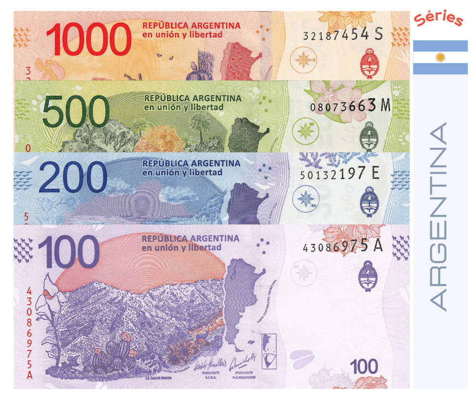 Séries de 4 - Cédulas Argentina Pesos - FE - Mini71 na Web