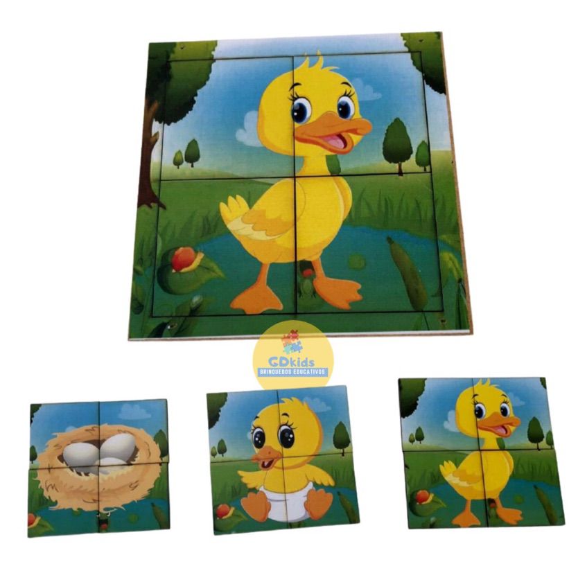 Brinquedos Educativos Kit 4 Quebra-Cabeças de Animais Madeira Infantil  Pedagógico