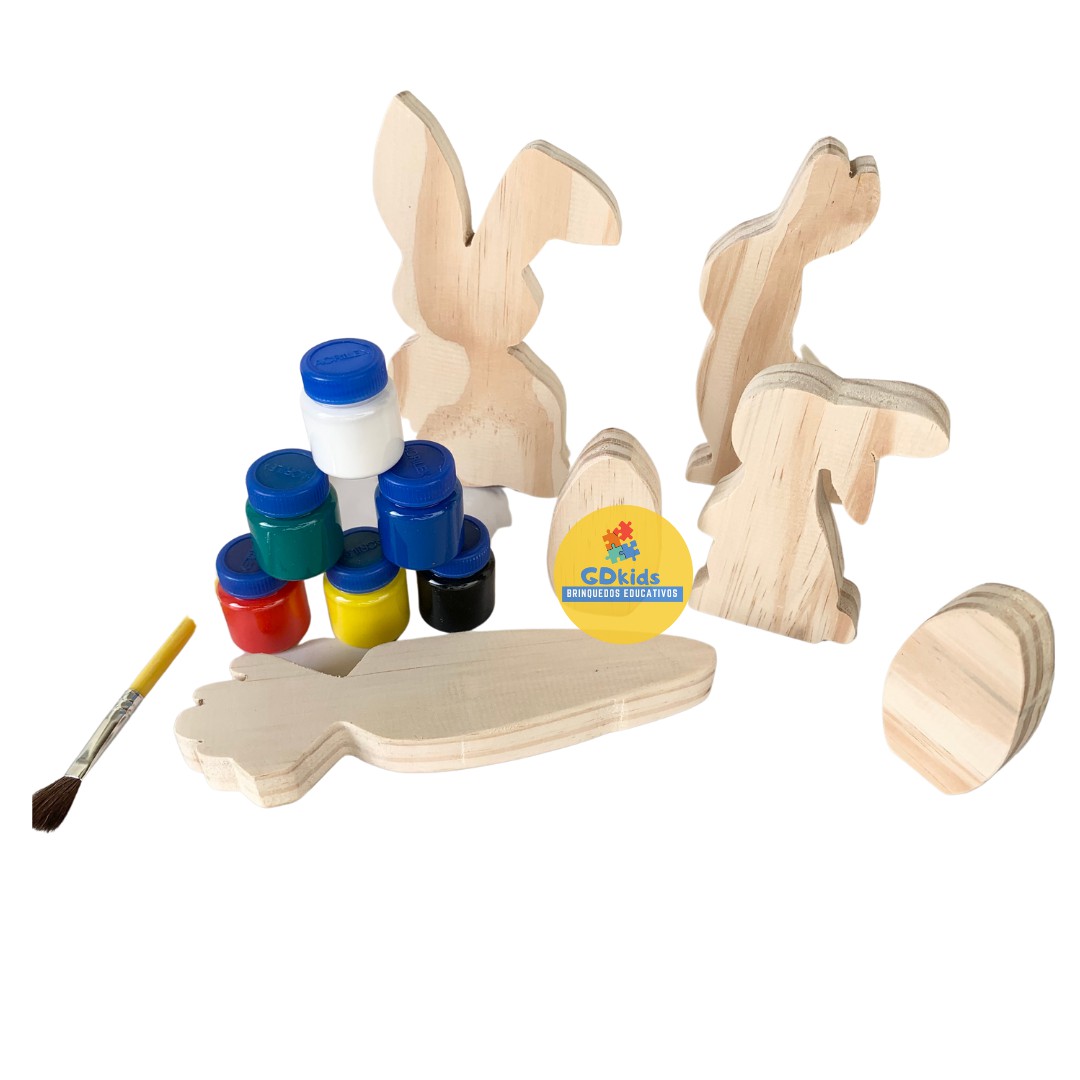 Brinquedos Educativos De Madeira 2 Anos Kit 5 Peças - KIT