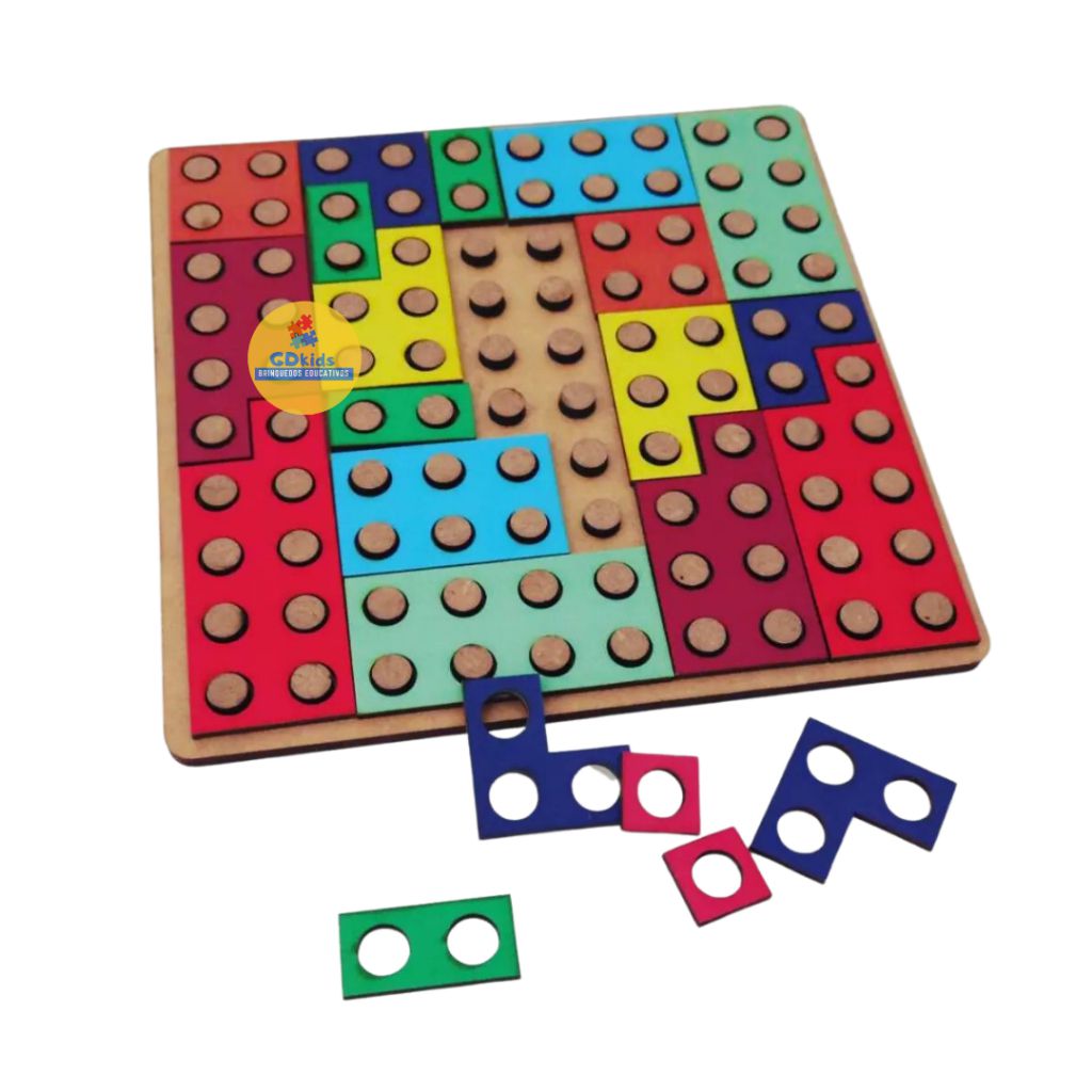 Encaixe Tetris - Jogo Infantil de Encaixe 25 Peças em Madeira