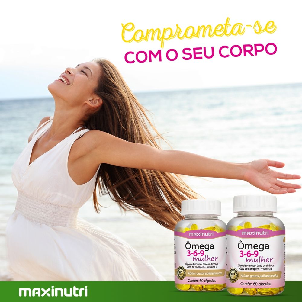 Ômega 3 6 9 Mulher Linhaça /Prímula/ Borragem / Vitamina E 60 Cáps M