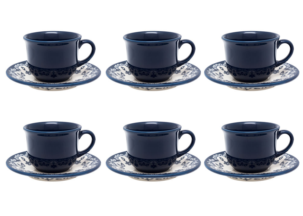 Conjunto de 06 Xícaras de Chá com Pires Floreal Dolce Vita Oxford