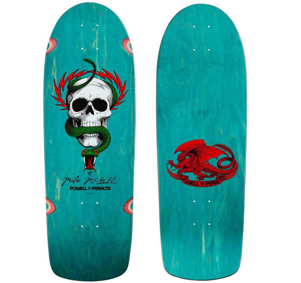 thumbnail interactive-video image 1 of Powell Peralta Mike McGill Skull & Snake 40th Anniversary Skateboard Deck - 10x30.125 Red/Gold Foil 1 of 14