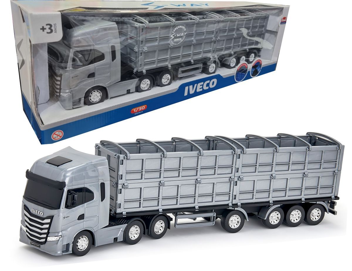 Caminhão Graneleiro Miniatura Brinquedo Iveco Hiway Laterais