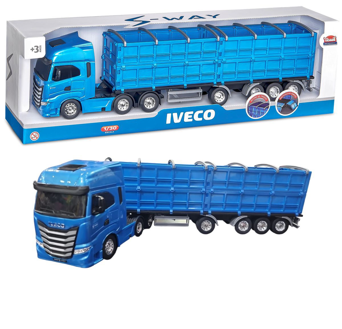 Caminhão Graneleiro Miniatura Brinquedo Iveco Hiway Laterais