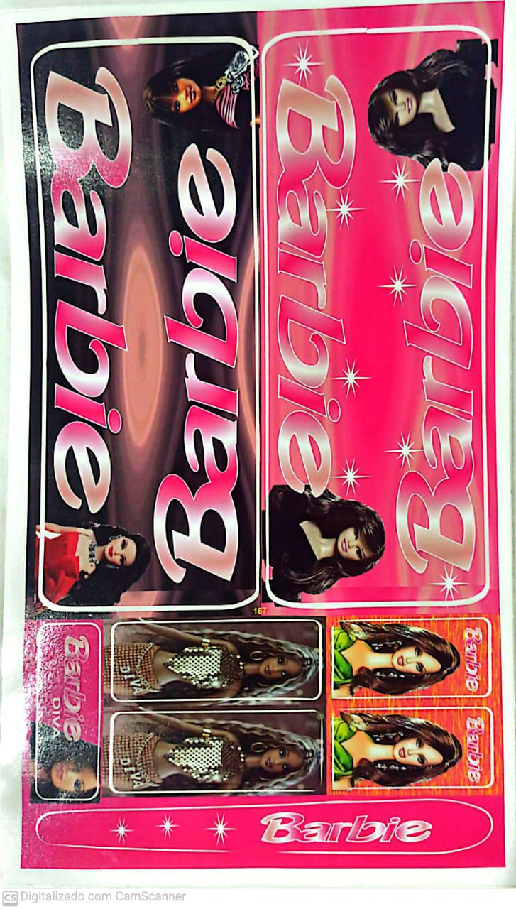 cartela de adesivo barbie