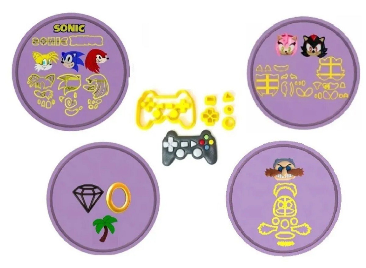 Kit 3 pins personagens Sonic multicor, SEGA